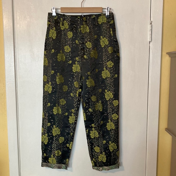 Scotch & Soda Women’s Bright Green Floral Stitching Pants - Picture 1 of 6